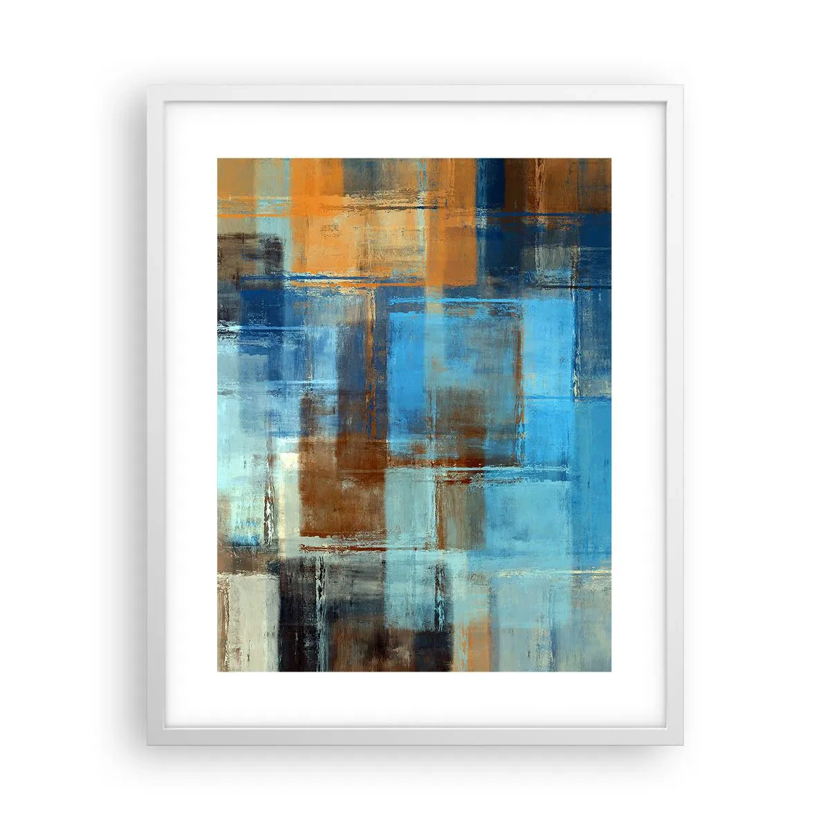 Poster in cornice bianca - Attraverso la tenda blu - 40x50 cm