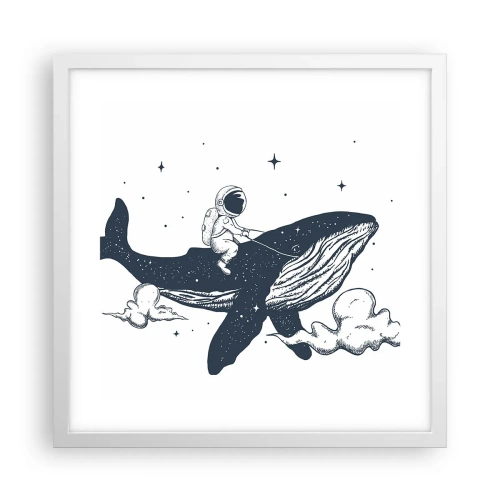 Poster in cornice bianca - Avventura nello spazio - 40x40 cm