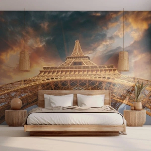 Fotomurali Autoadesivo Deluxe Sticker - Come gli uomini hanno raggiunto il cielo - Torre Eiffel, Architettura, Parigi - 200x140 cm