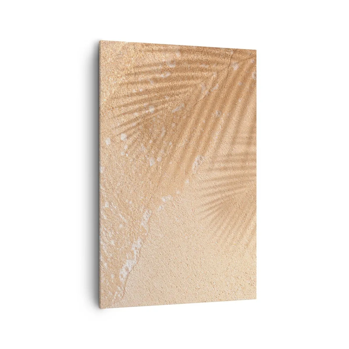 Quadro su tela - Stampe su Tela - L'ombra di una palma sulla sabbia con un delicato motivo a onde - 80x120cm - Ombra di un'estate bollente - Decorazione murale moderna per soggiorno e camera da letto ARTTOR