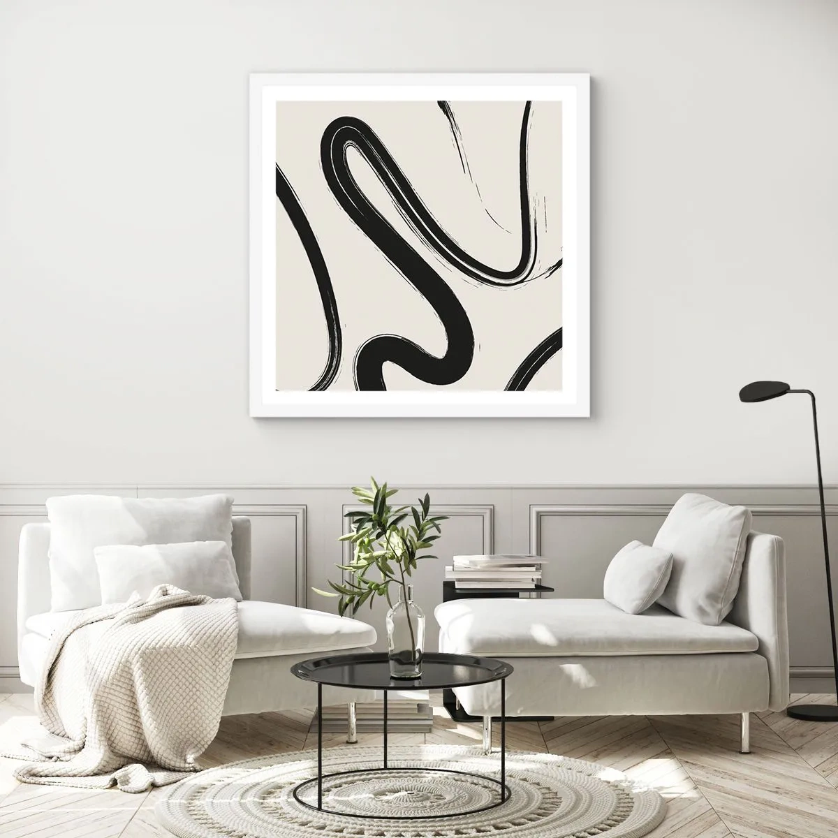 Poster in cornice bianca - Capriccio bianco e nero - 60x60 cm