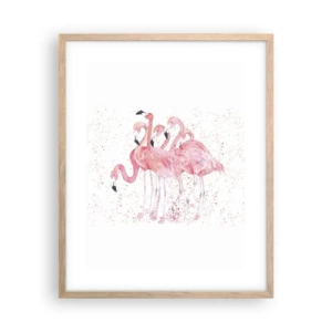 Poster in cornice rovere chiaro - Gruppo in rosa - 40x50 cm