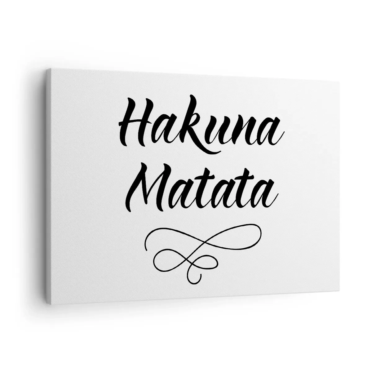 Quadro su tela - Stampe su Tela - Citazione di Hakuna Matata in un elegante carattere su sfondo bianco - 70x50cm - Il miglior consiglio - Decorazione murale moderna per soggiorno e camera da letto ARTTOR