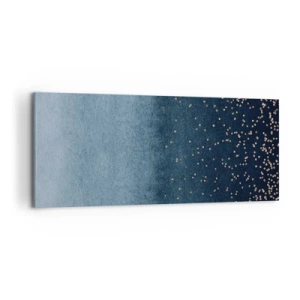 Quadro su tela - Stampe su Tela - Sfumature blu con sottili accenti dorati - 120x50cm - Composizione: fasi blu - Decorazione murale moderna per soggiorno e camera da letto ARTTOR