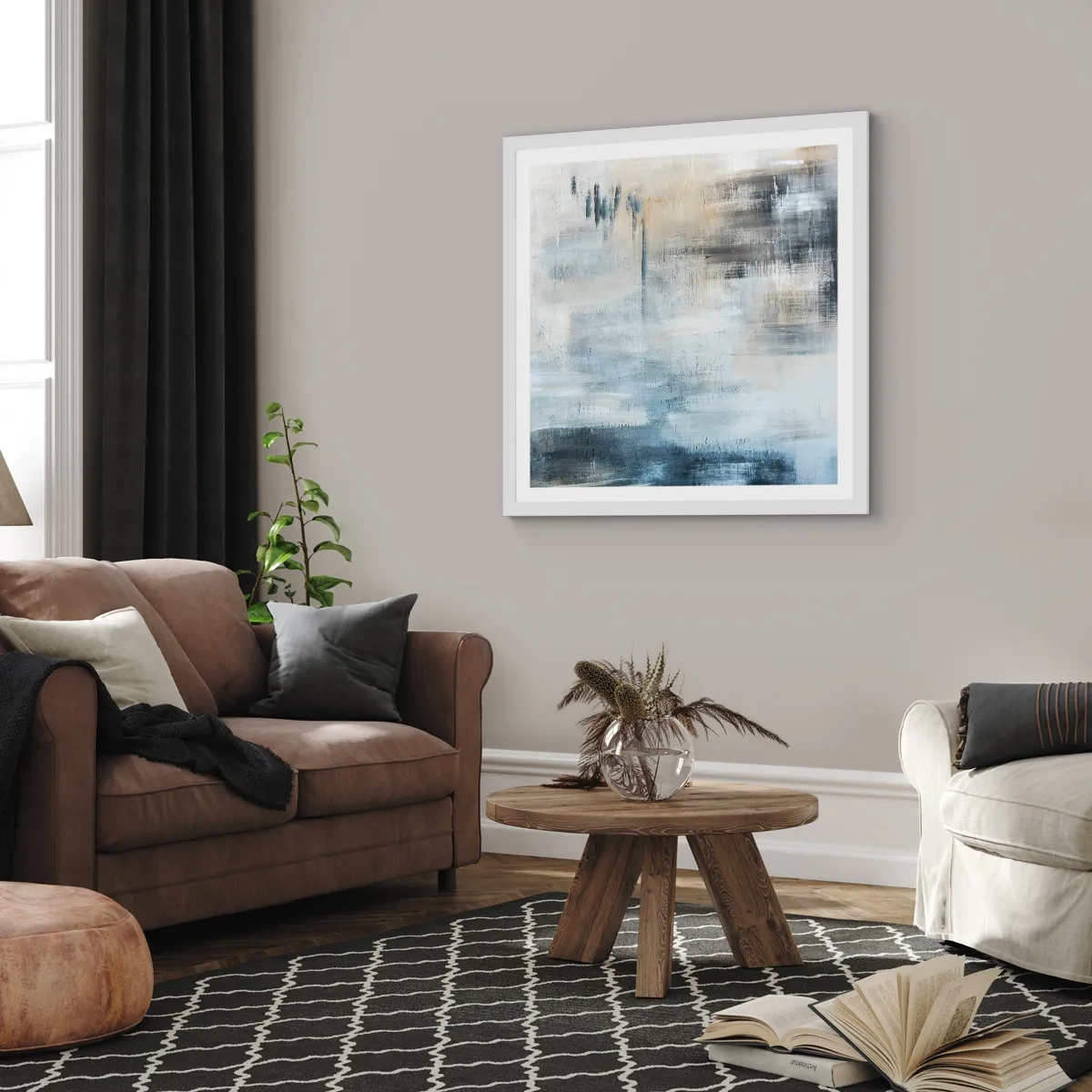 Poster in cornice bianca - Coperti dal blu - 60x60 cm