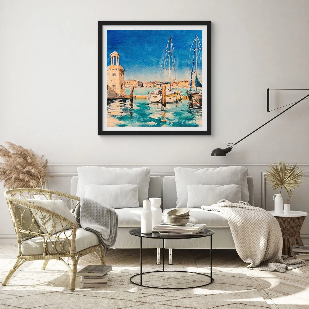 Poster in cornice nera - La laguna assolata - 60x60 cm