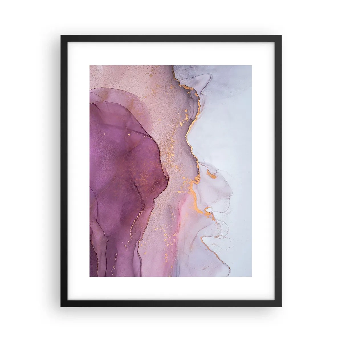 Poster in cornice nera - Onde di lilla e viola - 40x50 cm