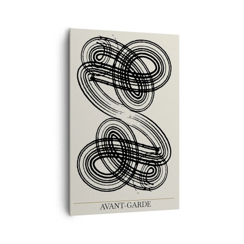 Quadro su tela - Stampe su Tela - Linee nere astratte su sfondo chiaro in stile avanguardista. - 80x120cm - In tutta spontaneità - Decorazione murale moderna per soggiorno e camera da letto ARTTOR