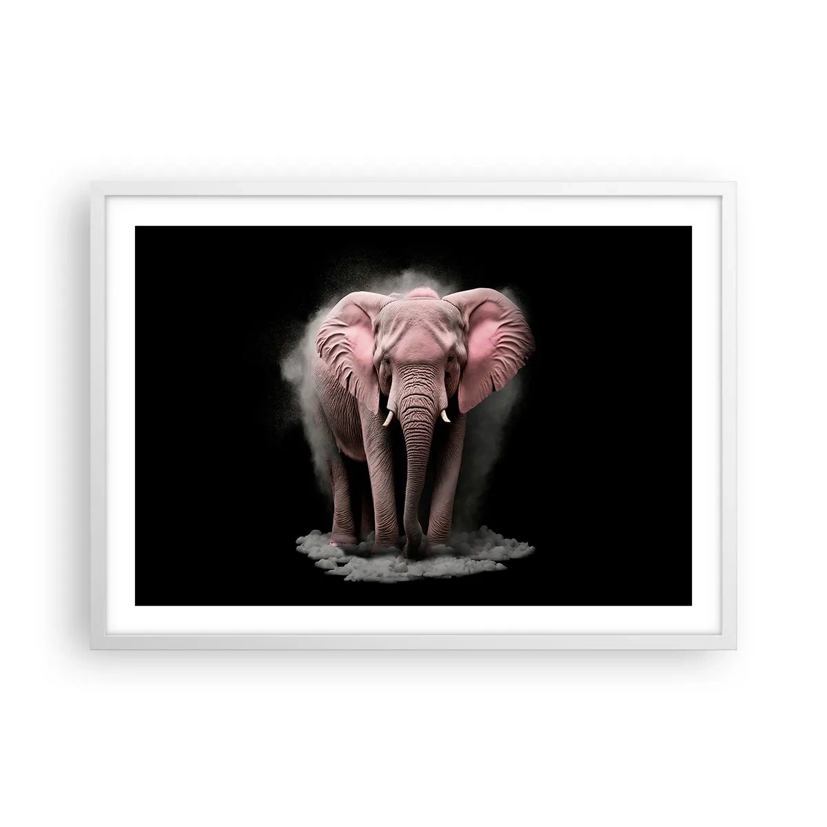 Poster in cornice bianca - Non pensare all'elefante rosa! - 70x50 cm