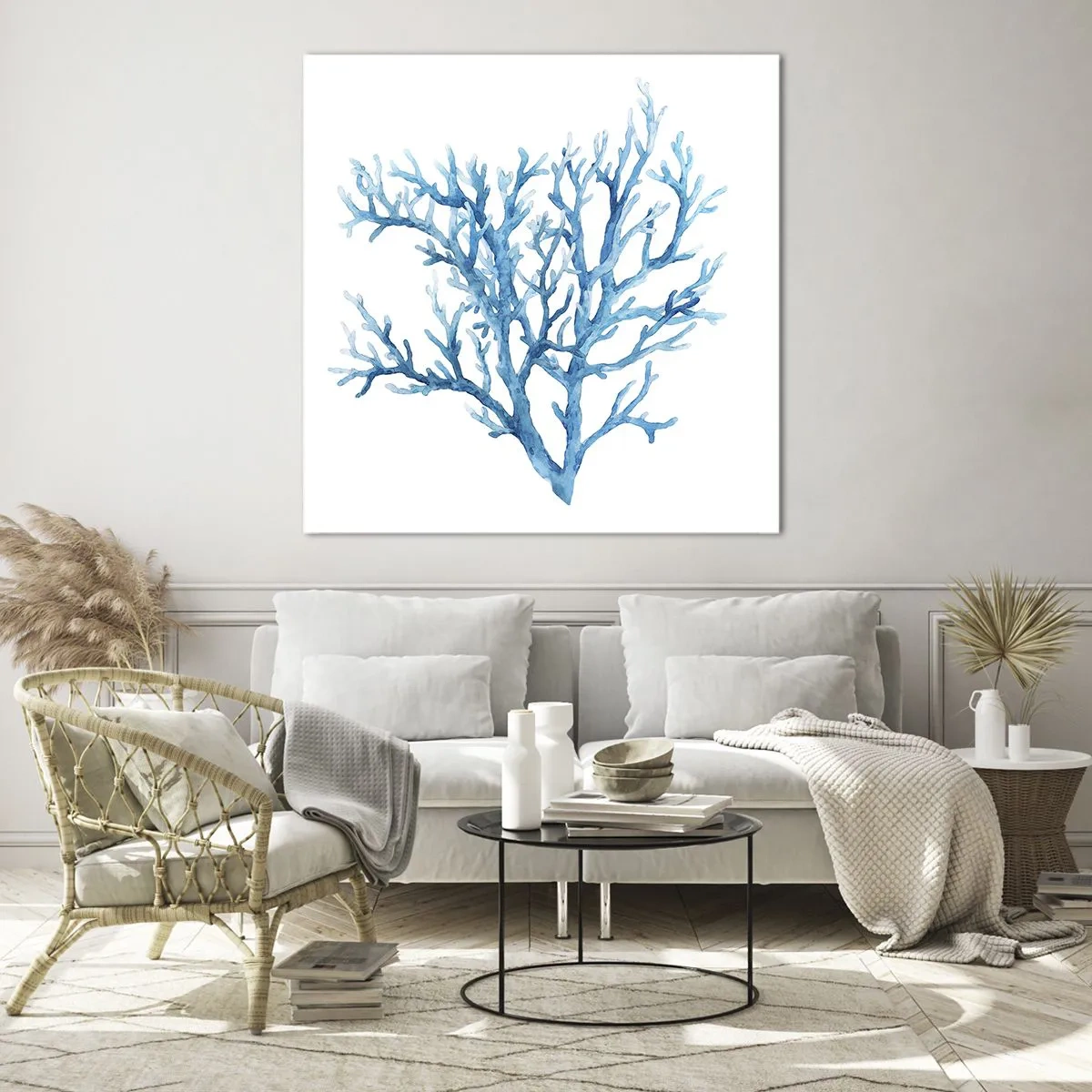Quadro su vetro - Filigrana marina - 70x70 cm
