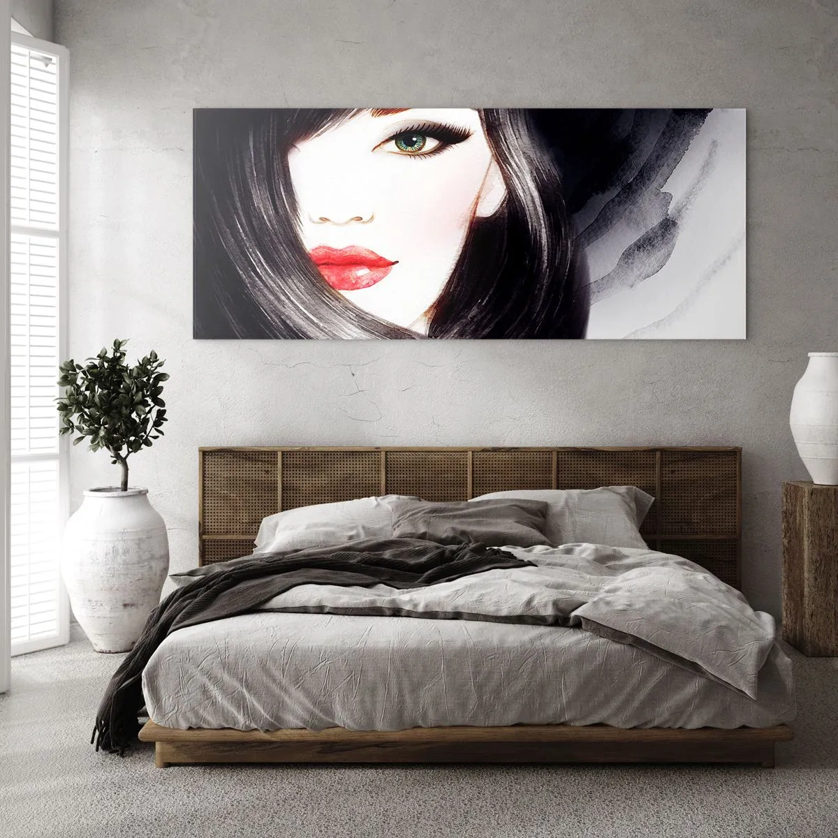 Quadro su vetro - Sguardo di zaffiro - 100x40 cm