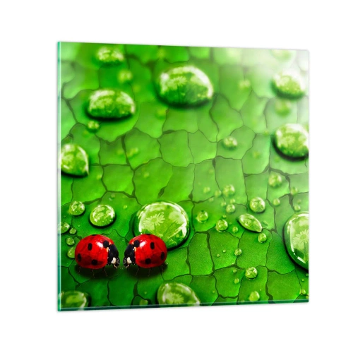Quadro su vetro - Incontro in verde - 70x70 cm