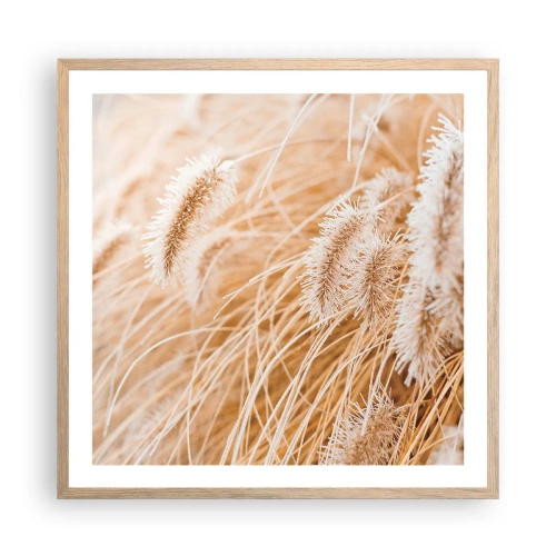 Poster in cornice rovere chiaro - Il fruscio dorato dell'erba - 60x60 cm