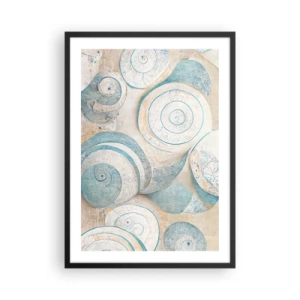 Poster in cornice nera - Spirali astratte nei toni del blu e del beige - 50x70cm - Cosa nasconde la chiocciola? - Decorazione murale moderna per soggiorno e camera da letto ARTTOR