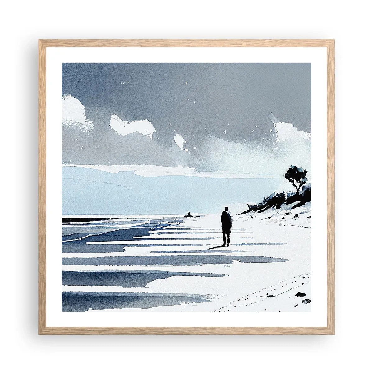 Poster in cornice rovere chiaro - Solo con se stesso - 60x60 cm