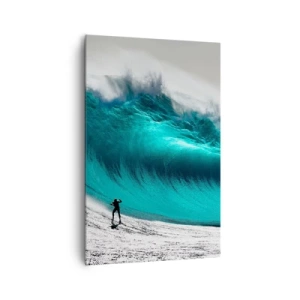 Quadro su tela - Stampe su Tela - Surfista di fronte a un'onda enorme - 80x120cm - Sfida accettata - Decorazione murale moderna per soggiorno e camera da letto ARTTOR