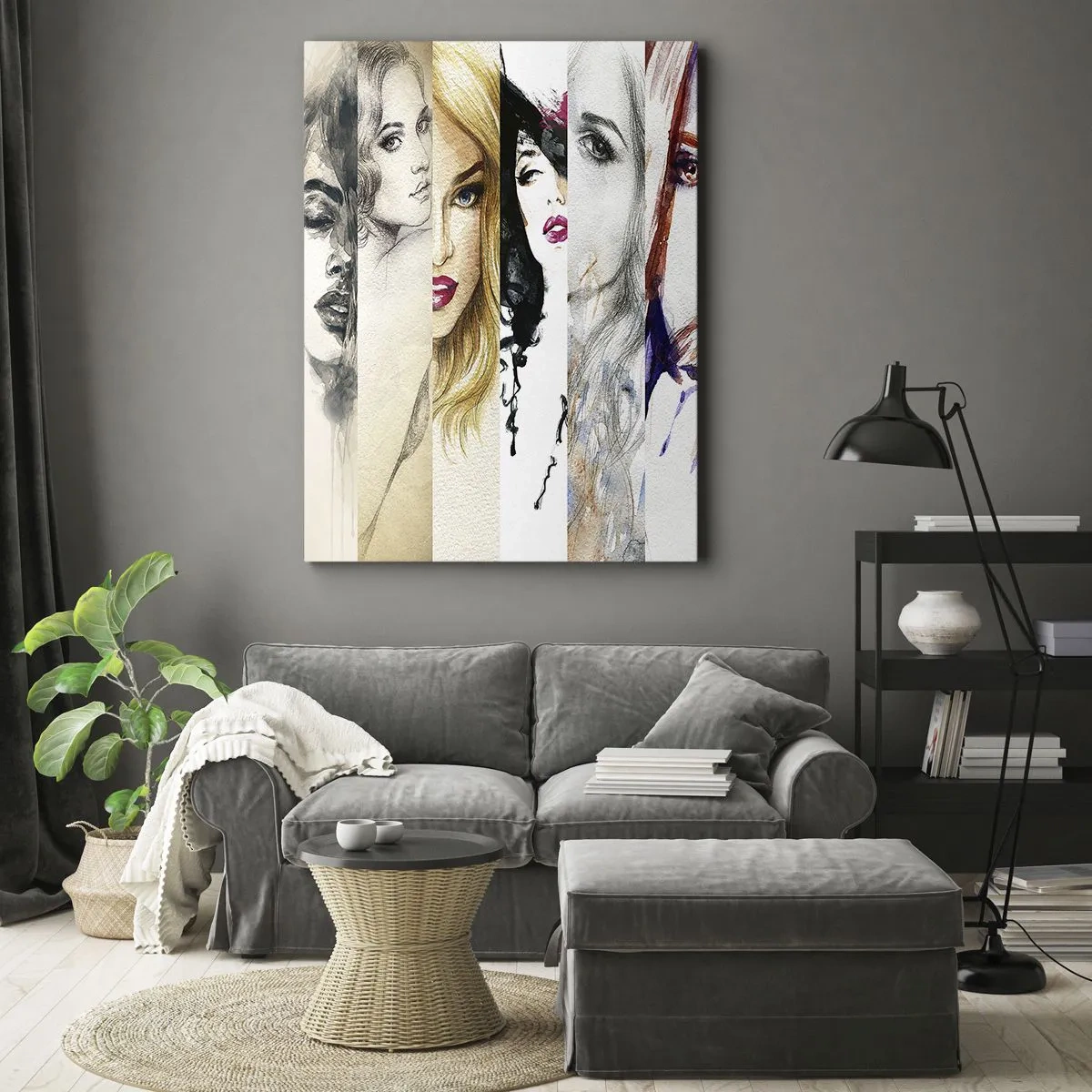 Quadro su tela - Stampe su Tela - Una raccolta di ritratti di donne in vari stili artistici. - 50x70cm - E sei sempre tu - Decorazione murale moderna per soggiorno e camera da letto ARTTOR