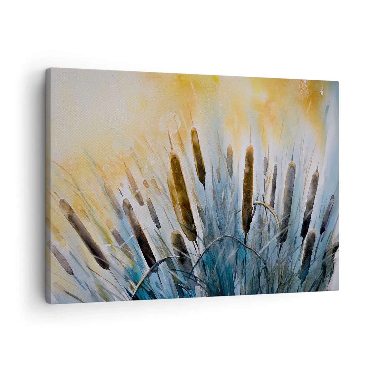 Quadro su tela - Stampe su Tela - Canne pittoresche sotto i raggi del sole - 70x50cm - Fresco dell'acqua, calore del sole - Decorazione murale moderna per soggiorno e camera da letto ARTTOR