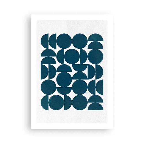 Poster - Composizione geometrica con cerchi blu - 50x70cm - Cerchi e semicerchi - Decorazione murale moderna per soggiorno e camera da letto ARTTOR