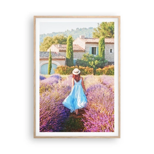 Poster in cornice rovere chiaro - La ragazza nella lavanda - 70x100 cm