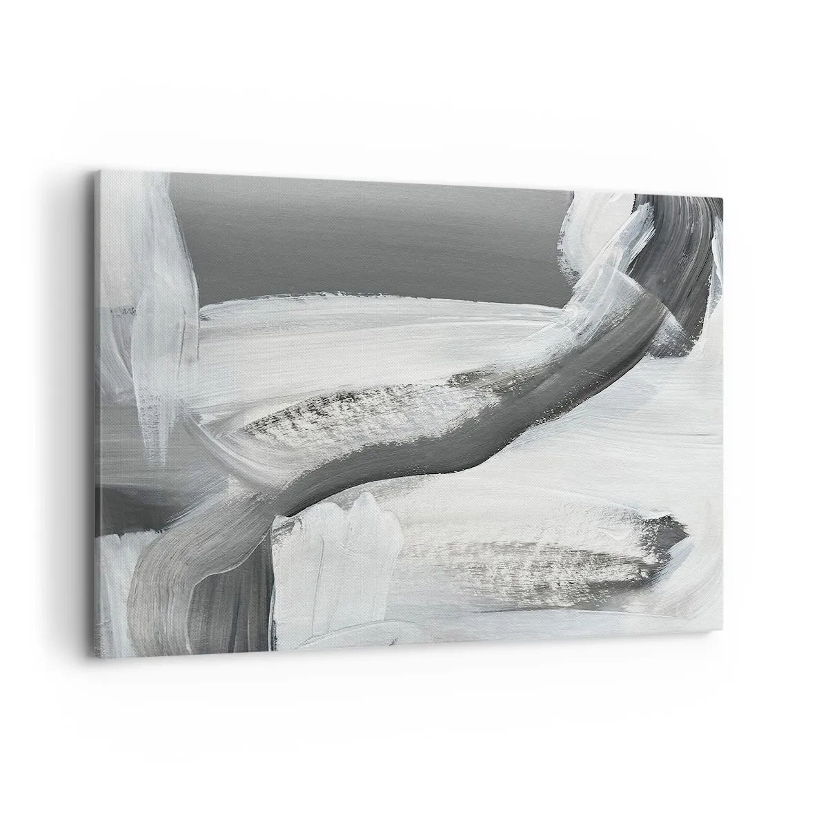 Quadro su tela - Stampe su Tela - Astrazione grigia e bianca con linee dinamiche - 100x70cm - Movimento deciso - Decorazione murale moderna per soggiorno e camera da letto ARTTOR