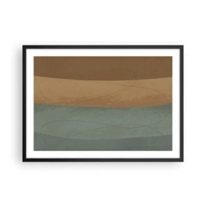 Poster in cornice nera - Composizione astratta nei toni naturali della terra - 70x50cm - Composizione orizzontale - Decorazione murale moderna per soggiorno e camera da letto ARTTOR
