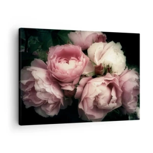Quadro su tela - Stampe su Tela - Un bouquet di rose nelle delicate tonalità del rosa e del bianco - 70x50cm - Il fascino della Belle Époque - Decorazione murale moderna per soggiorno e camera da letto ARTTOR