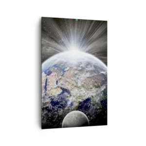 Quadro su tela - Stampe su Tela - Terra e Luna illuminate dal bagliore dello spazio - 80x120cm - In pieno splendore - Decorazione murale moderna per soggiorno e camera da letto ARTTOR