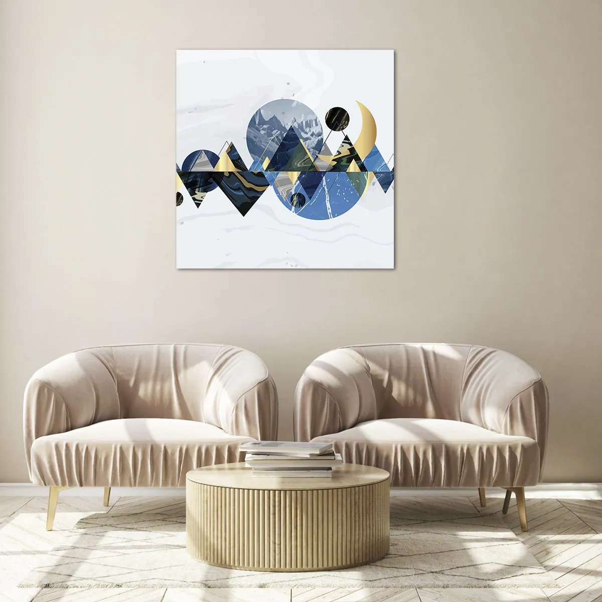 Quadro su vetro - Paesaggio geometrico - 30x30 cm