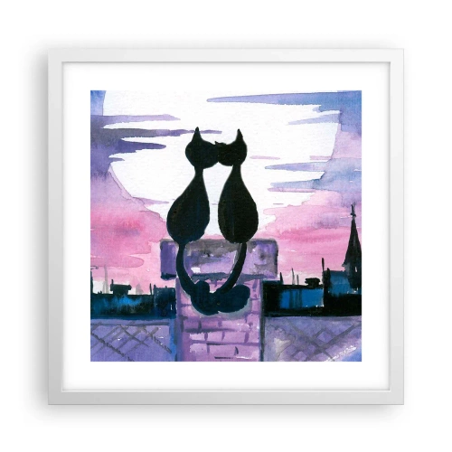 Poster in cornice bianca - Appuntamento sotto la luna - 40x40 cm