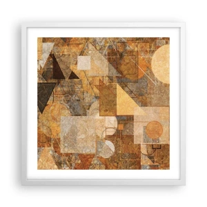 Poster in cornice bianca - Studio cubista in marrone - 50x50 cm