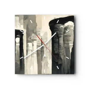 Orologio da parete - Orologio in Vetro - Colonne storiche in un ambiente monocromatico suggestivo - 30x30cm - La maestà dell'antichità - Decorazione murale moderna per soggiorno e camera da letto ARTTOR