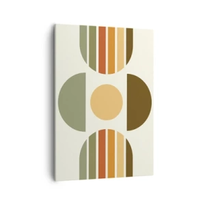 Quadro su tela - Stampe su Tela - Composizione geometrica con semicerchi e strisce nei toni della terra - 50x70cm - Nei colori della terra - Decorazione murale moderna per soggiorno e camera da letto ARTTOR