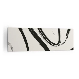 Quadro su tela - Stampe su Tela - Linee curve in bianco e nero su uno sfondo chiaro - 160x50cm - Capriccio bianco e nero - Decorazione murale moderna per soggiorno e camera da letto ARTTOR