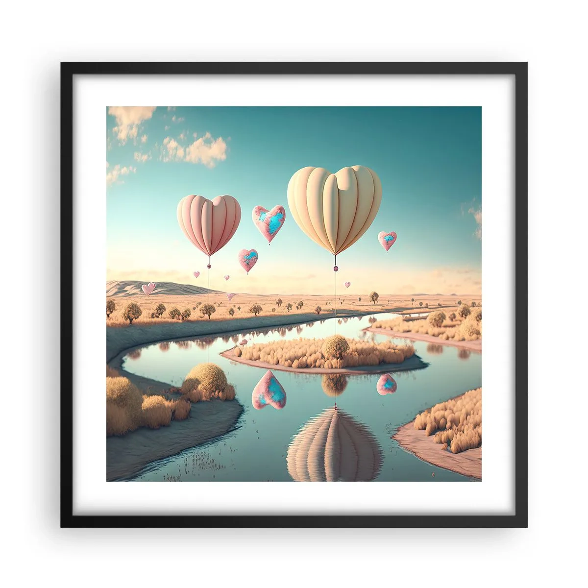 Poster in cornice nera - L'amore permette di volare - 50x50 cm