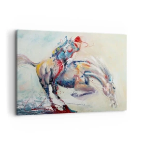 Quadro su tela - Stampe su Tela - Un'immagine dinamica di un cavallo in stile artistico astratto. - 100x70cm - Tieniti, voliamo - Decorazione murale moderna per soggiorno e camera da letto ARTTOR