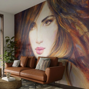 Fotomurali Standard Eco - Un penny per i tuoi pensieri - Volto di donna, Ritratto di una donna, Capelli - 250x175 cm