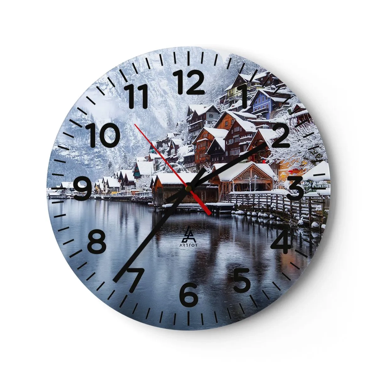 Orologio da parete - Orologio in Vetro - Decorazione invernale - 30x30 cm