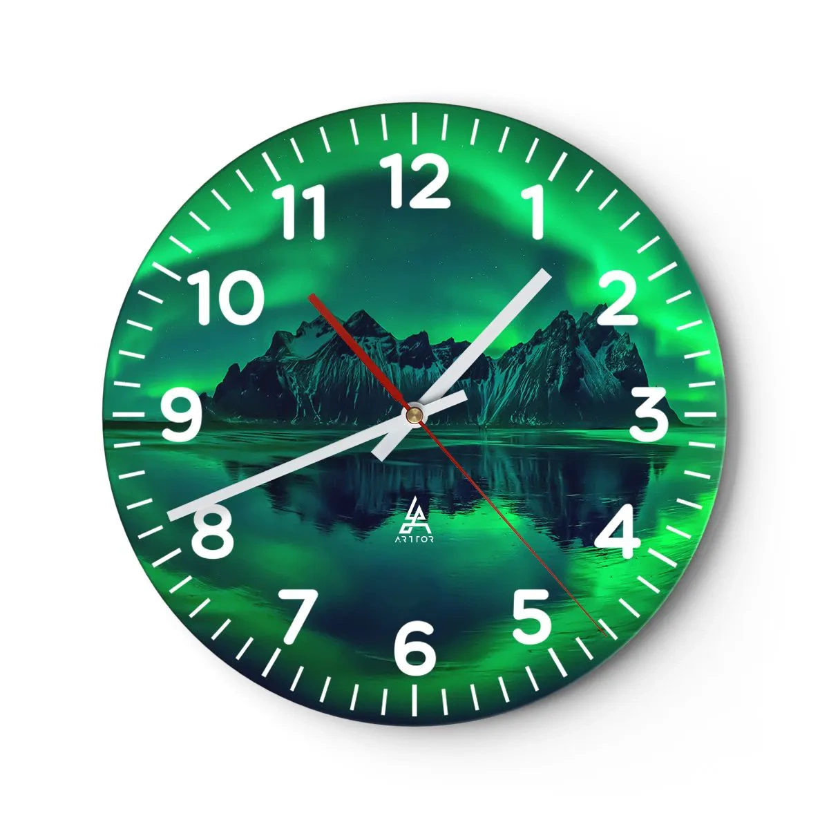 Orologio da parete - Orologio in Vetro - Tra le braccia dell'aurora boreale - 40x40 cm