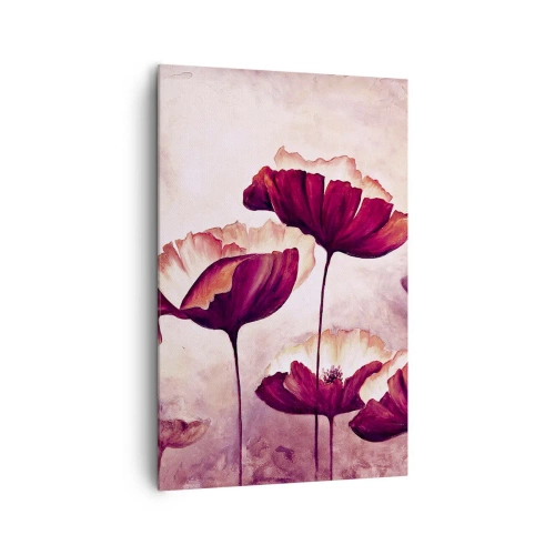 Quadro su tela - Stampe su Tela - Fiori nei toni del rosso e del bianco su uno sfondo delicato - 80x120cm - Petalo rosso e bianco - Decorazione murale moderna per soggiorno e camera da letto ARTTOR