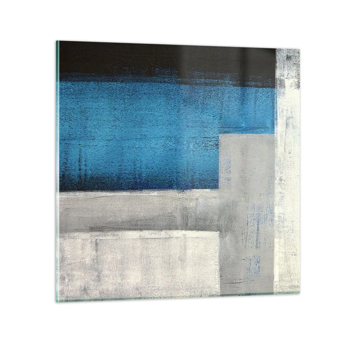 Quadro su vetro - Composizione poetica in grigio e blu - 50x50 cm