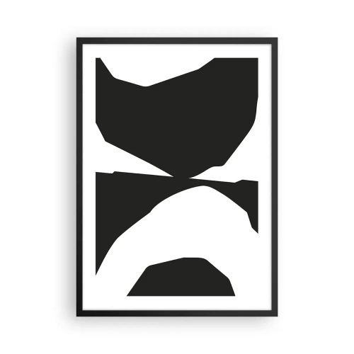 Poster in cornice nera - Composizione astratta in bianco e nero - 50x70cm - Positivo - negativo - Decorazione murale moderna per soggiorno e camera da letto ARTTOR