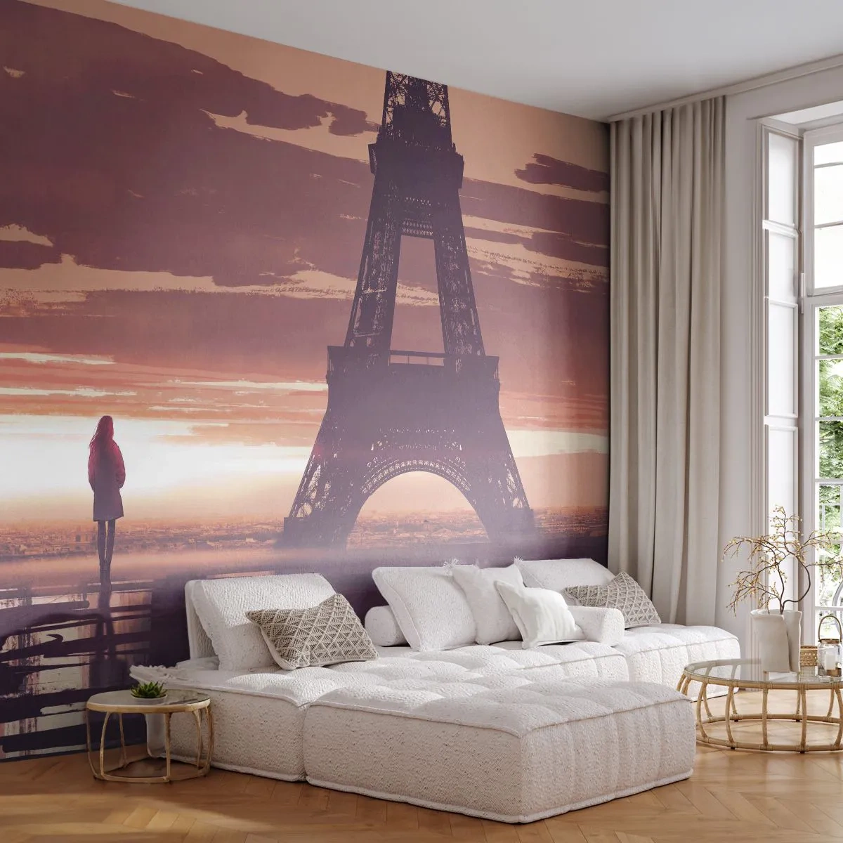 Fotomurali Premium Sand - Solo loro due - Città, Torre Eiffel, Parigi - 450x315 cm
