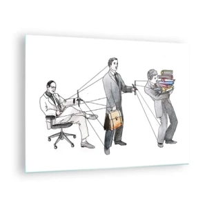Quadro su vetro - Illustrazione della gerarchia del lavoro d'ufficio - 70x50cm - Ognuno ha il suo padrone - Decorazione murale moderna per soggiorno e camera da letto ARTTOR