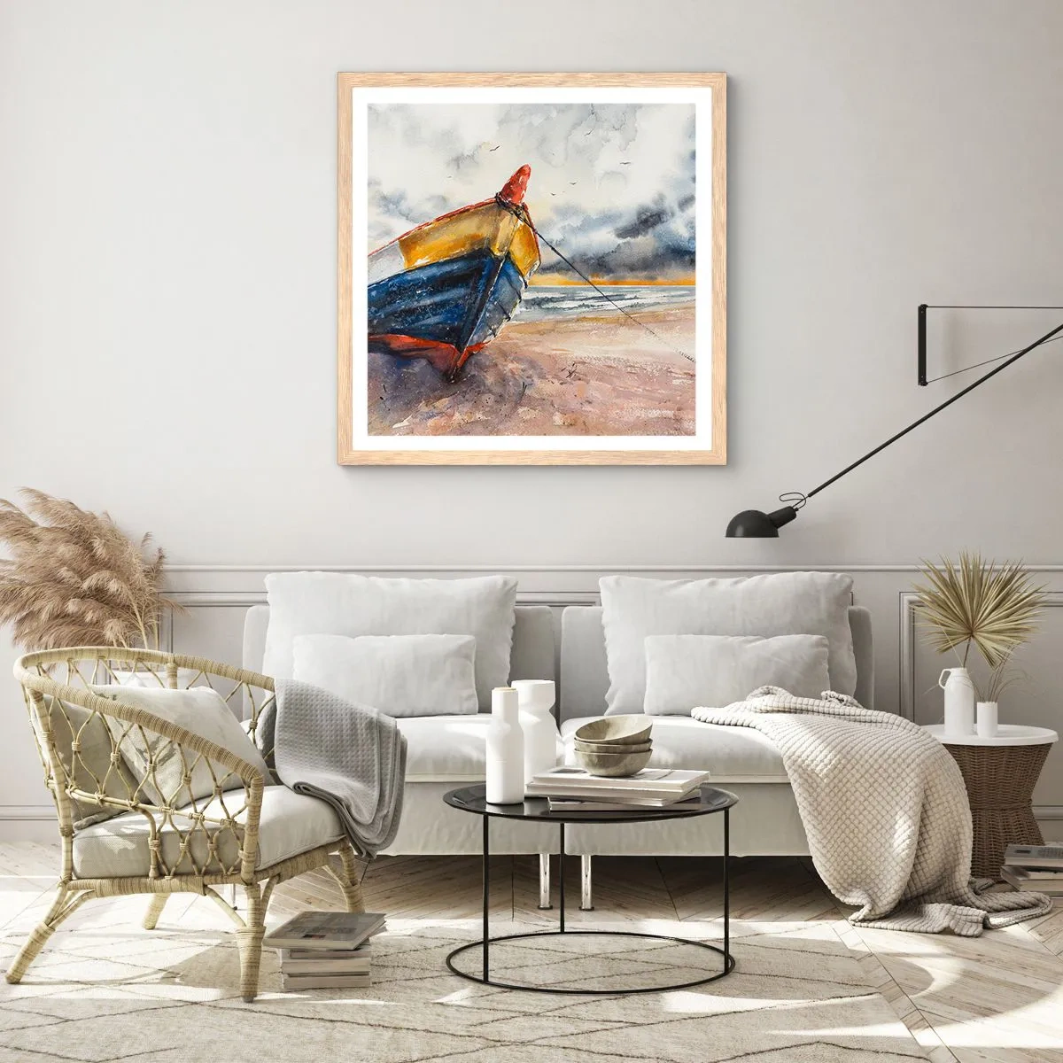 Poster in cornice rovere chiaro - Riposo sulla riva - 40x40 cm