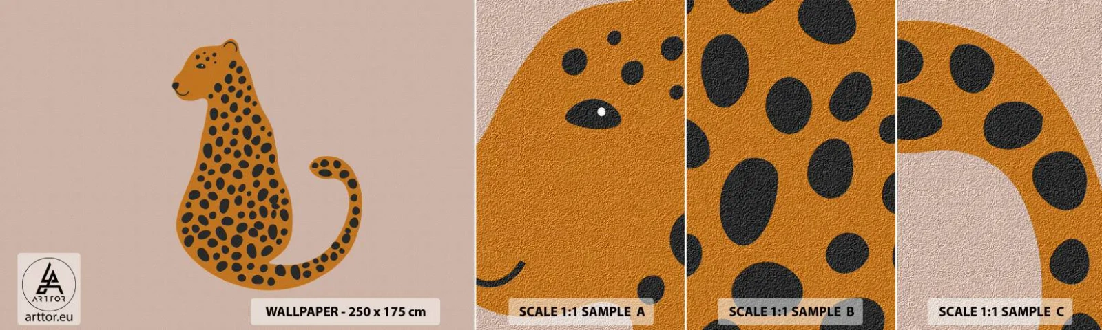 Campione Di Fotomurale Standard Eco - Il leopardo è un motivo di moda - Per bambini, Pantera, Animali - 100x30 cm