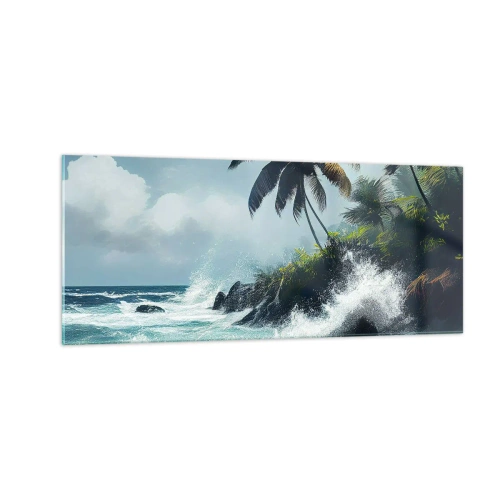 Quadro su vetro - Sulla riva tropicale - 100x40 cm