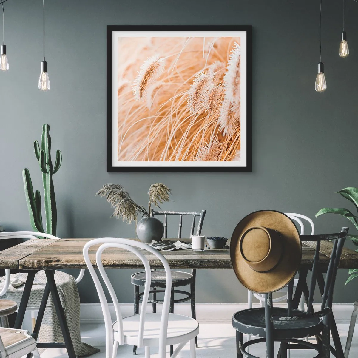 Poster in cornice nera - Il fruscio dorato dell'erba - 40x40 cm