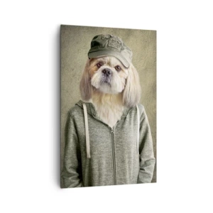 Quadro su tela - Stampe su Tela - Ritratti stilizzati di un leone, un cane e un elefante in abiti eleganti - 80x120cm - Preferisco casual - Decorazione murale moderna per soggiorno e camera da letto ARTTOR