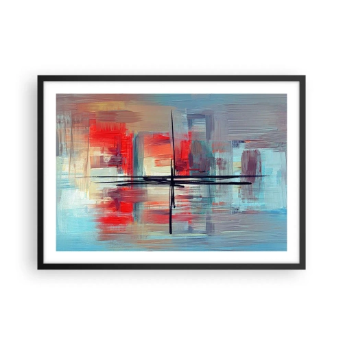 Poster in cornice nera - Una composizione astratta con colori intensi, linee e forme geometriche. - 70x50cm - Paesaggio in una dimensione sconosciuta - Decorazione murale moderna per soggiorno e camera da letto ARTTOR